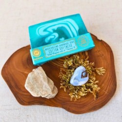Coffret Calme et sérénité – Aigue-marine, Calcédoine bleue et savon Douceur coton