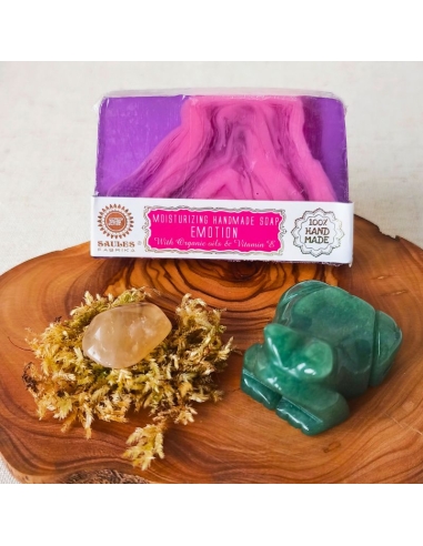 Coffret Totem Grenouille espiègle – Aventurine verte, Citrine et savon Émotion
