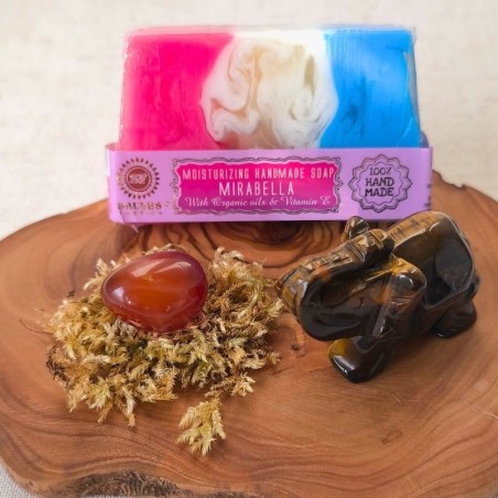 Coffret Totem Éléphant courageux – Œil de tigre, Cornaline et savon Mirabelle