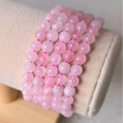 Bracelet enfant en Quartz rose naturel (perles de 6 mm)