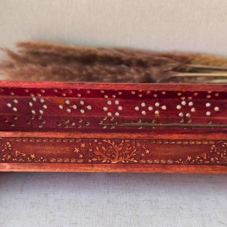 boîte brûle-encens gravée du symbole sacré de l’Arbre de Vie