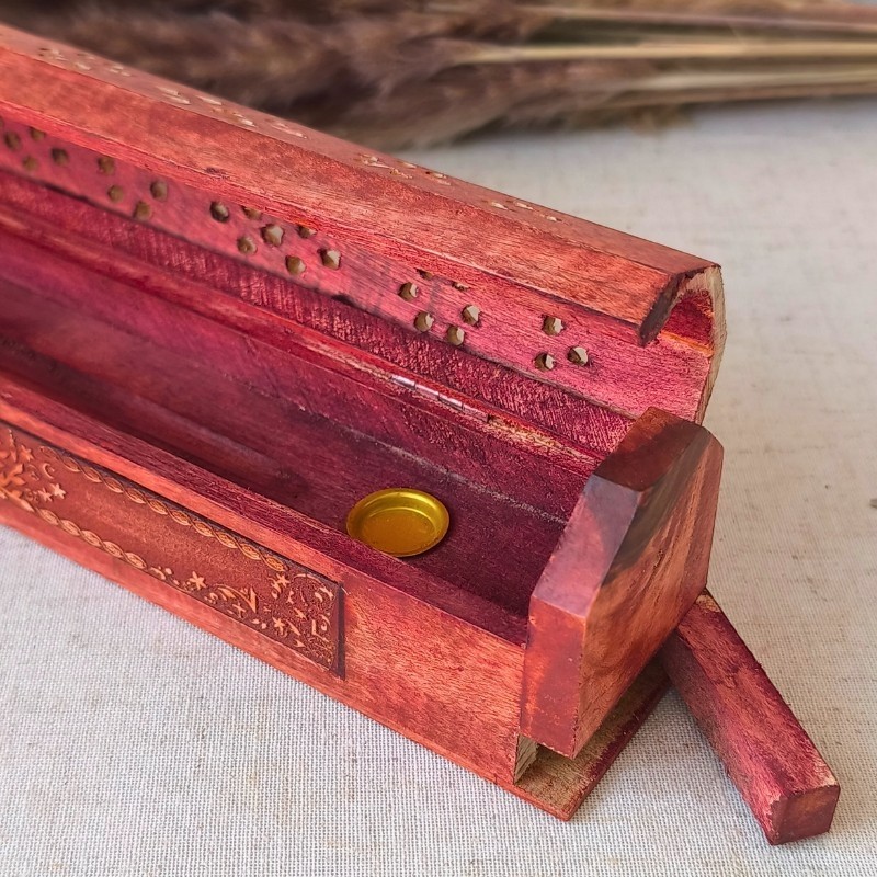 boîte brûle-encens artisanale en bois d’acacia