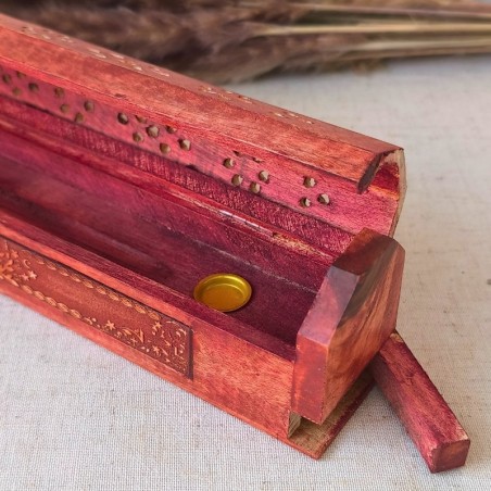 boîte brûle-encens artisanale en bois d’acacia