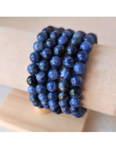 Bracelet boule en Sodalite naturelle, pierre de lucidité et d’harmonie.
