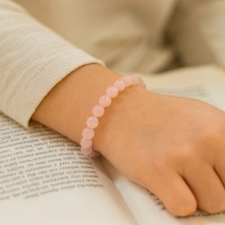 Bracelet enfant en Quartz rose naturel (perles de 6 mm) 2