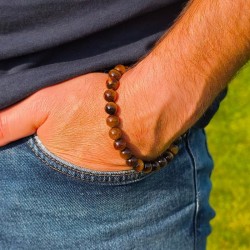 Bracelet boule en Œil de tigre naturel, pierre de protection et de courage. 2