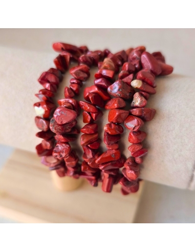 Bracelet baroque en Jaspe rouge naturel, pierre d’ancrage et de courage.