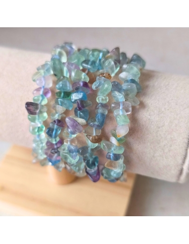 Bracelet baroque en Fluorine multicolore naturelle, pierre de clarté et de concentration.