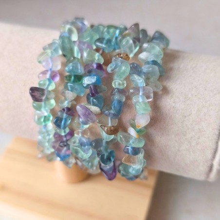 Bracelet baroque en Fluorine multicolore naturelle, pierre de clarté et de concentration.