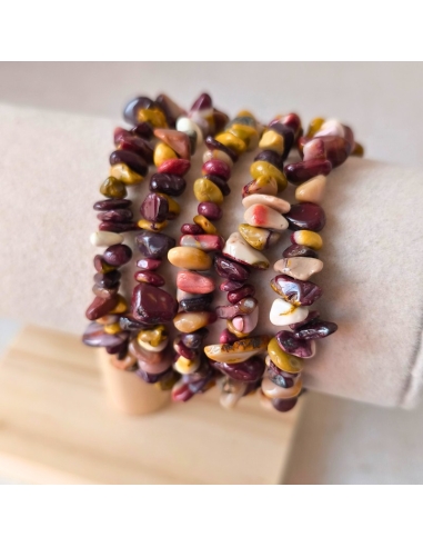 Bracelet baroque en Jaspe mokaïte naturel, pierre de vitalité et de clarté.