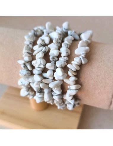 Bracelet baroque en Howlite blanche naturelle, pierre d’apaisement et de sagesse.