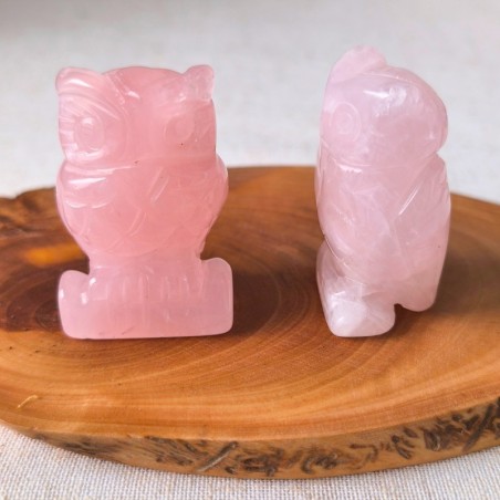 Chouette en Quartz rose (50 mm, Brésil, qualité A)