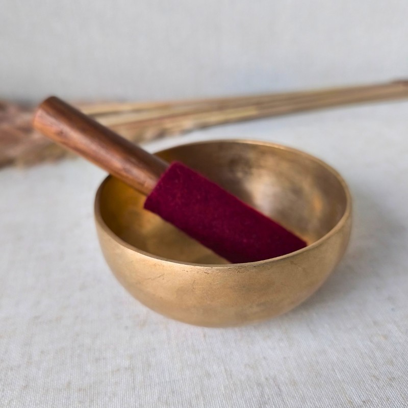 Bol chantant tibétain Cho Pa – 10 cm (avec maillet en bois et feutre)