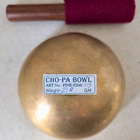 Bol chantant tibétain Cho Pa – 10 cm (avec maillet en bois et feutre)