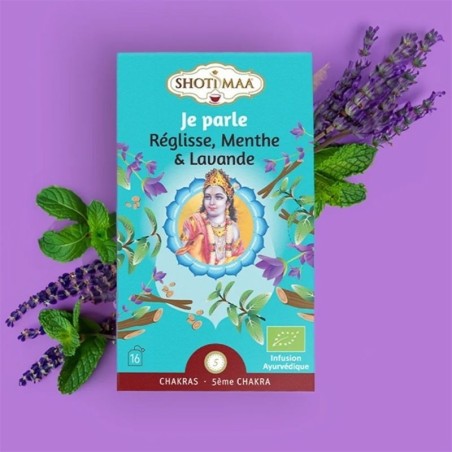 Infusion bio "Je parle" – Réglisse, Menthe et Lavande (16 sachets individuels, Shoti Maa)