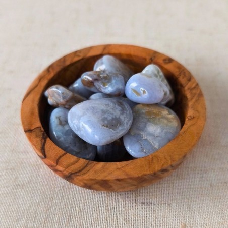 Pierre roulée en Calcédoine bleue (20–30 mm, qualité A, filière éthique et durable, Namibie)