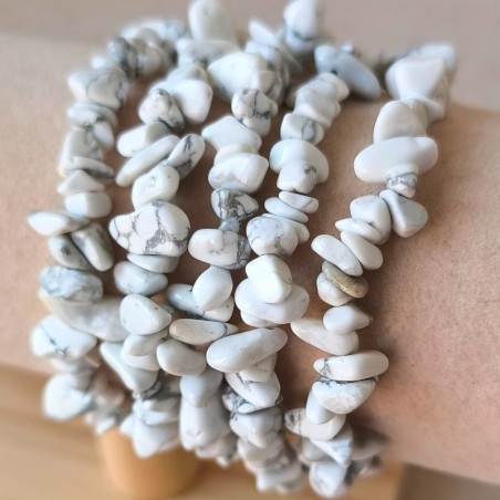 Bracelet baroque en Howlite blanche (16–18 cm, qualité A, filière éthique et durable, Zimbabwe)