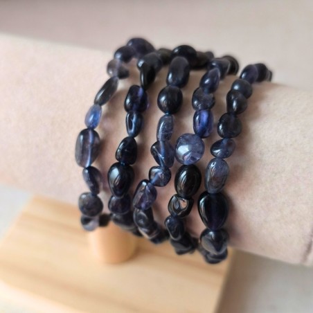 Bracelet en pierres roulées de Cordiérite