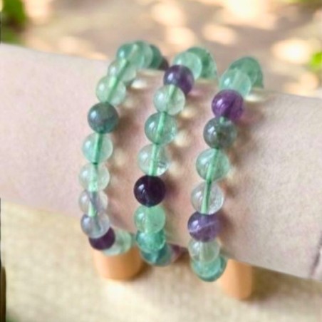 Bracelet boule en Fluorine multicolore – Clarté et concentration