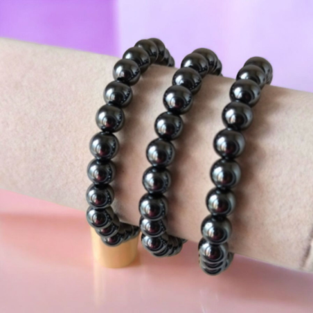 Bracelet boule en Hématite – Stabilité et concentration