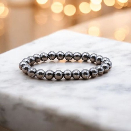 Bracelet boule en Hématite – Force et ancrage