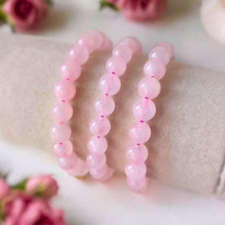 Bracelet boule en Quartz rose – Douceur et amour