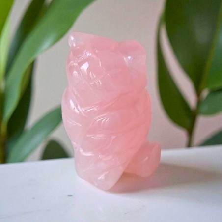 Sculpture artisanale en quartz rose (50 mm).