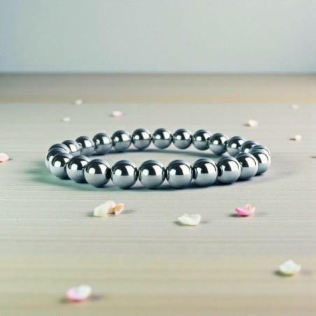 Bracelet boule en Hématite – Force et ancrage