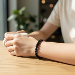 Bracelet en Obsidienne noire naturelle, perles de 8 mm, qualité A, origine Mexique 2