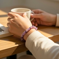 Bracelet baroque en Améthyste du Brésil, pierre naturelle de sérénité et d’intuition. 2