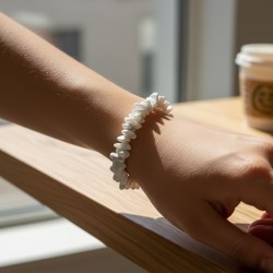 Bracelet baroque en Howlite blanche du Zimbabwe, pierre naturelle de calme et de patience. 2