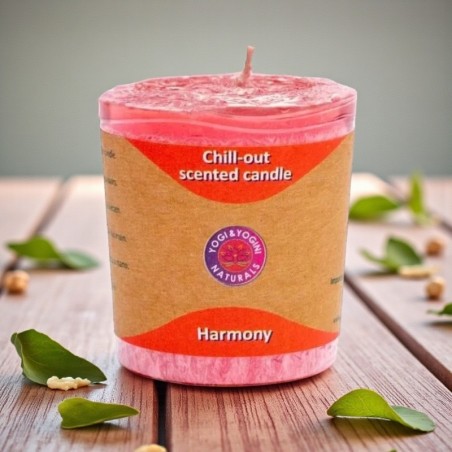 Bougie naturelle Harmonie – Citron, Palmarosa et Bois de rose.