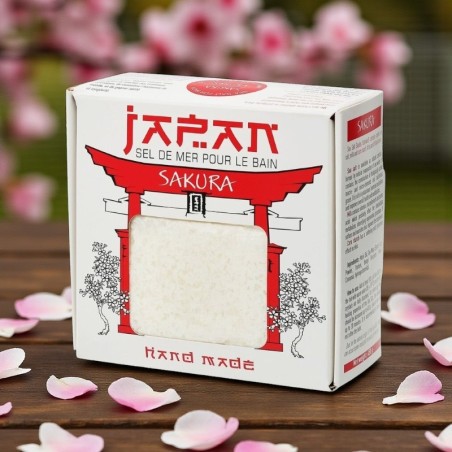 Sel de bain artisanal 450 g au parfum Sakura. (Fleurs de cerisier)