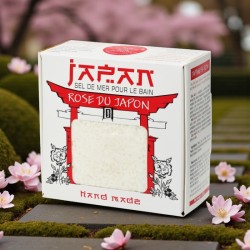 Sel de bain artisanal 450 g à la rose du Japon.