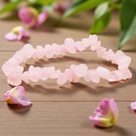 Bracelet baroque en Quartz rose du Brésil, pierre naturelle de douceur et d’amour.