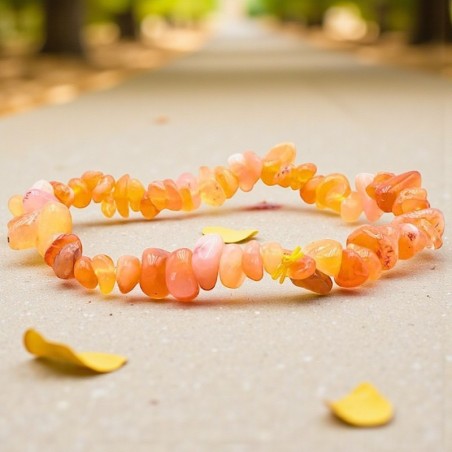 Bracelet baroque en Cornaline du Brésil, pierre naturelle d’énergie et de créativité.