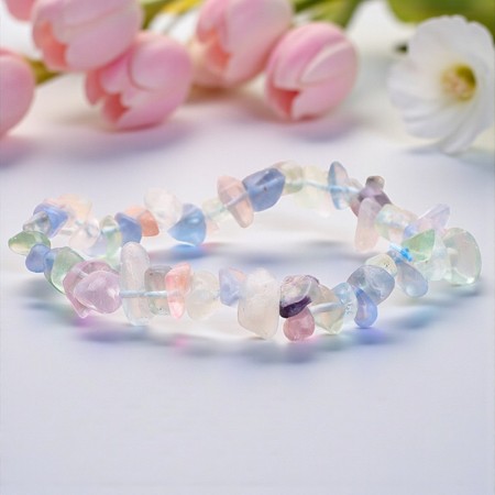 Bracelet baroque en Fluorine multicolore, pierre naturelle de clarté et de concentration.