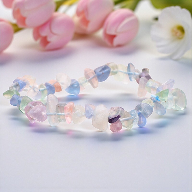 Bracelet baroque en Fluorine multicolore, pierre naturelle de clarté et de concentration.