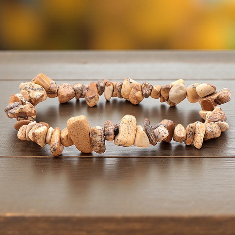 Bracelet baroque en Jaspe paysage de Namibie, pierre naturelle d’ancrage et d’harmonie.