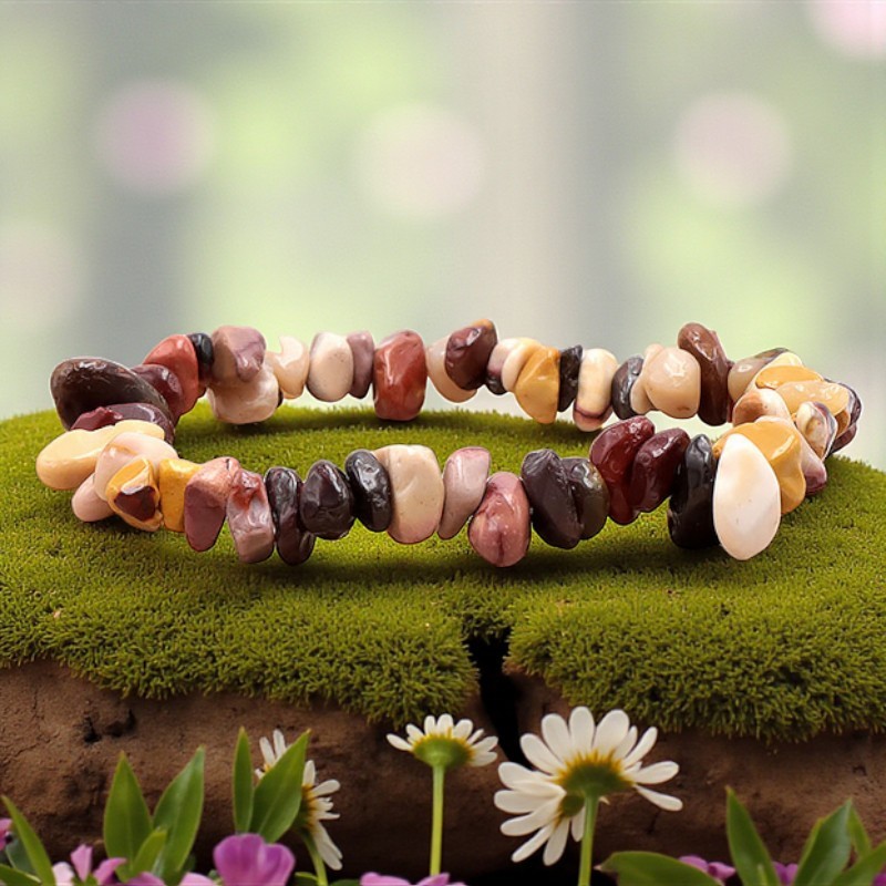 Bracelet baroque en Jaspe mokaïte d’Australie, pierre naturelle de clarté et de détermination.