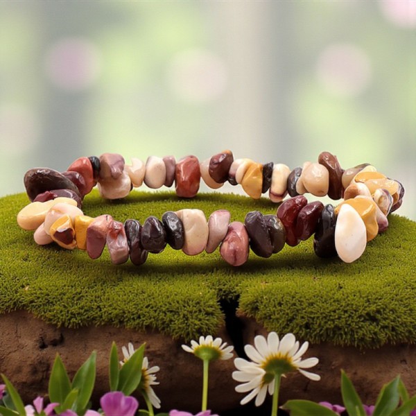 Bracelet baroque en Jaspe mokaïte d’Australie, pierre naturelle de clarté et de détermination.