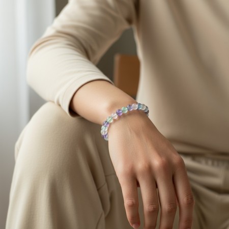 Bracelet en Fluorine multicolore naturelle, perles de 8 mm, qualité A, origine Chine 2