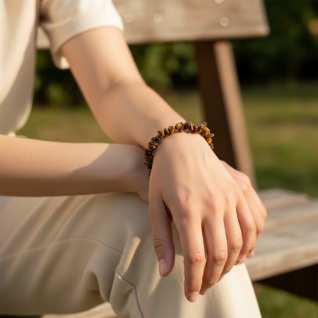 Bracelet baroque en Œil de tigre d’Afrique du Sud, pierre naturelle de protection et de confiance. 2