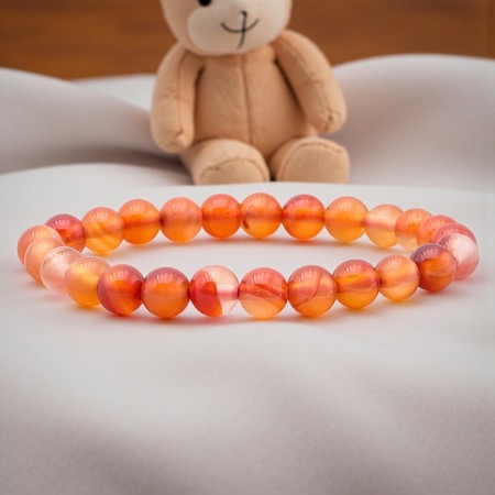 Bracelet boules enfant en Cornaline du Botswana, pierre naturelle de joie.
