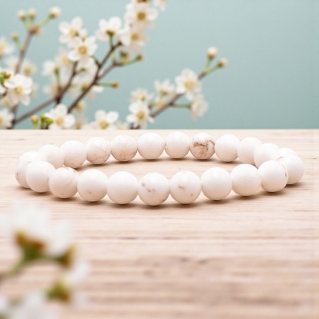 Bracelet en Magnésite naturelle, perles de 8 mm, qualité A, origine Afrique du Sud