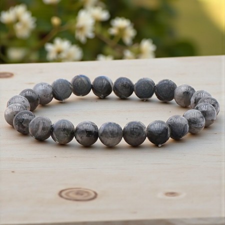 Bracelet en Larvikite naturelle, perles de 8 mm, qualité A, origine Norvège