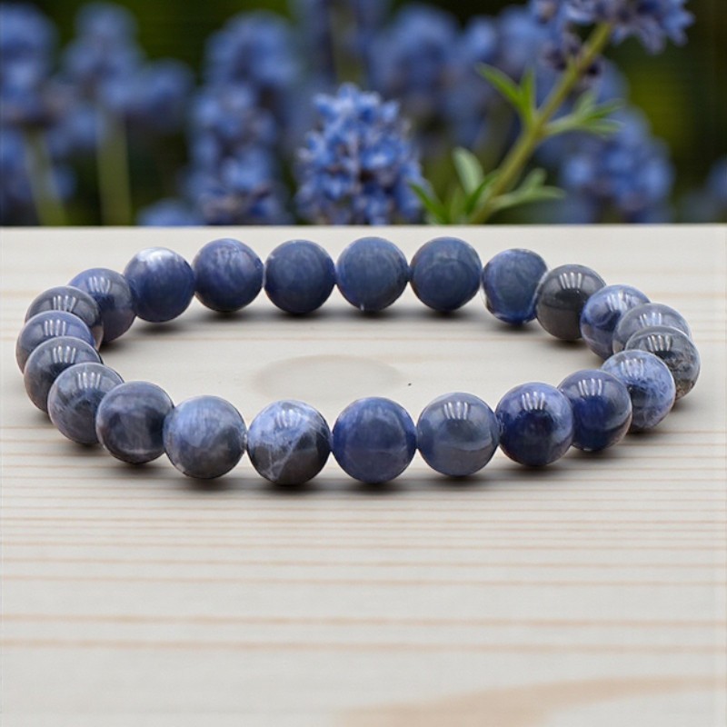 Bracelet en Sodalite naturelle, perles de 8 mm, qualité A, origine Brésil