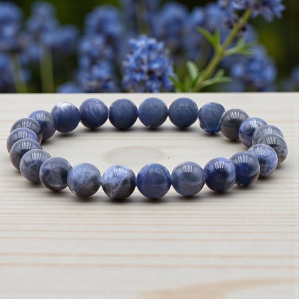 Bracelet en Sodalite naturelle, perles de 8 mm, qualité A, origine Brésil