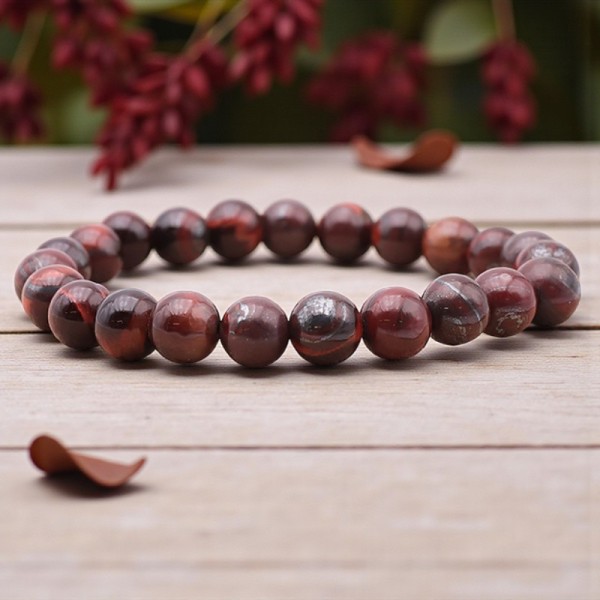 Bracelet en Œil de taureau naturel, perles de 8 mm, qualité A, origine Afrique du Sud