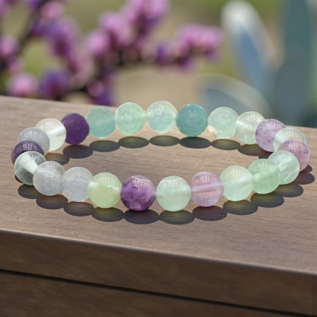 Bracelet en Fluorine multicolore naturelle, perles de 8 mm, qualité A, origine Chine